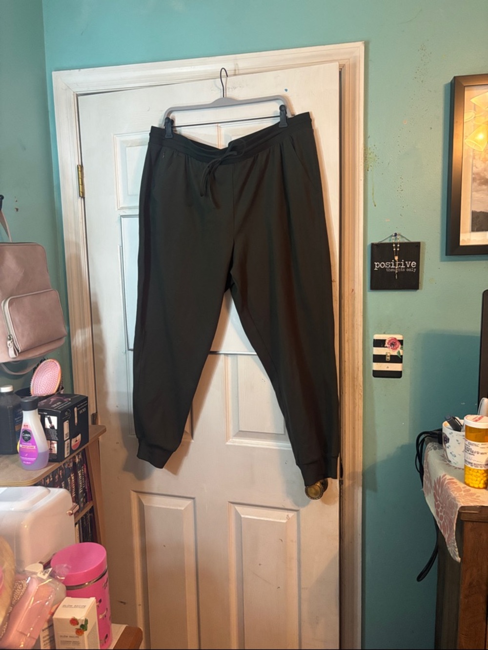 Rachel Zoe Olive Green Track Joggers - Drawstring Waist Size XXL